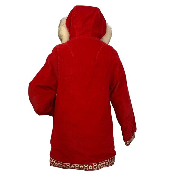 70s Inuit Eskimo Fur Trim Corduroy Coat Boho By Tlingint Artist Marleita Wallace - Picture 3 of 13